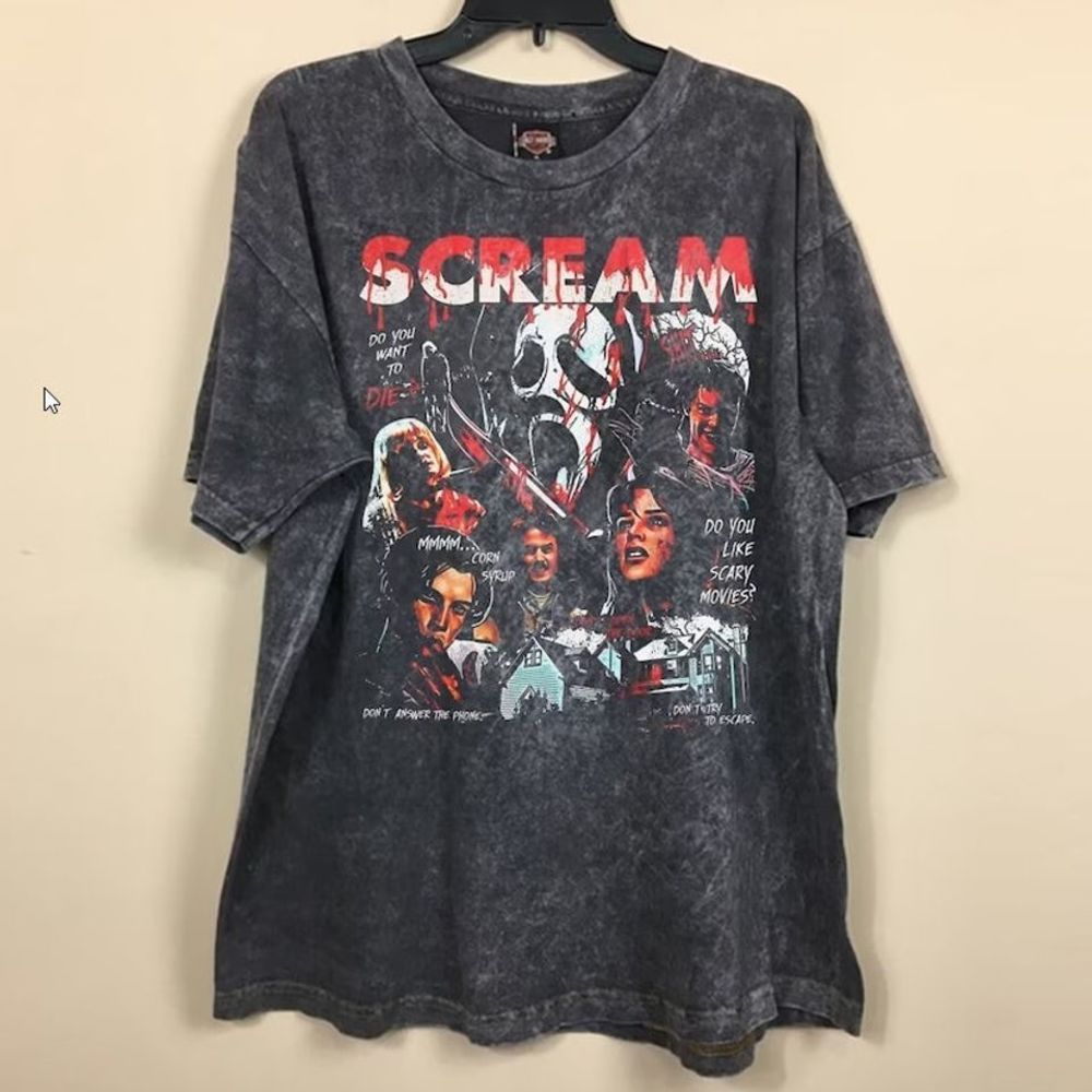 Retro 90S Scream Movie Unisex Mineral Wash T-shirt